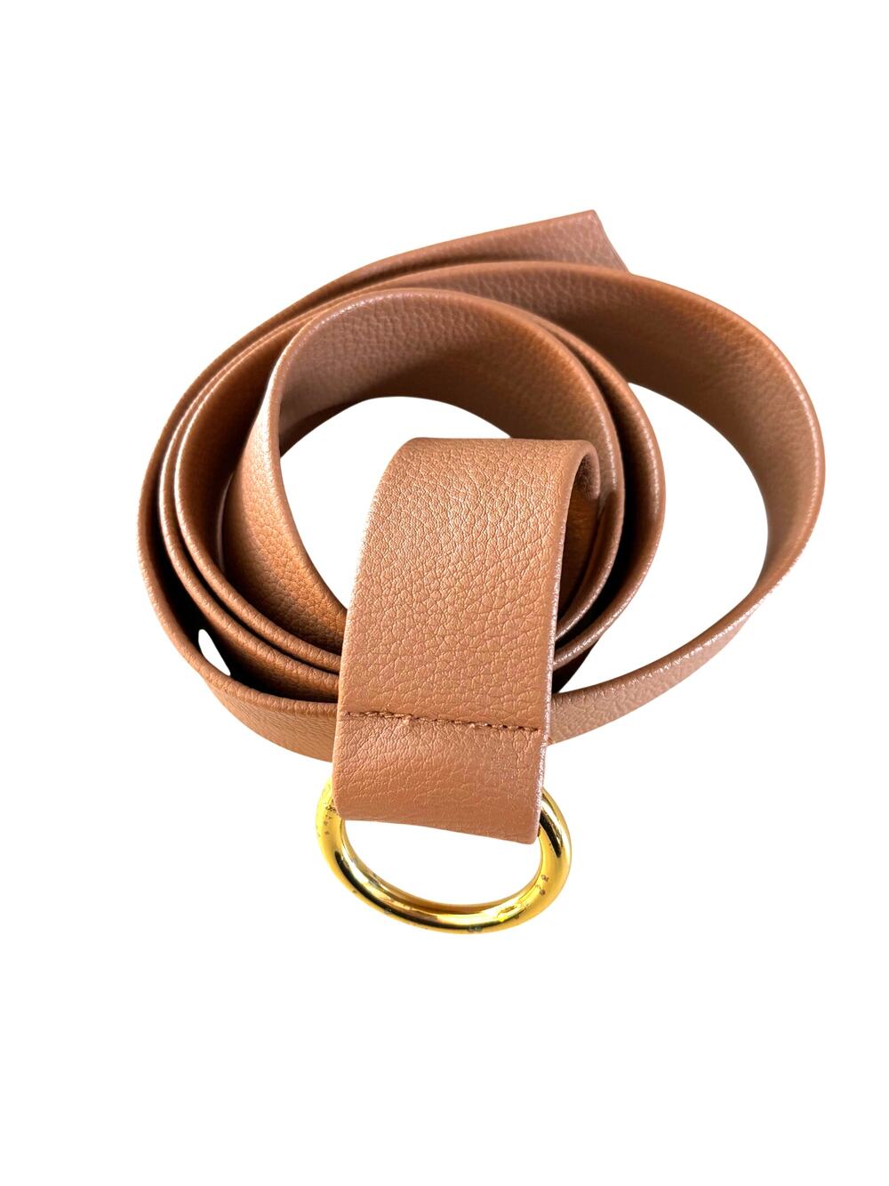 B-Low the Belt synthetic faux leather wrap style belt nude tan goldtone ring O/S